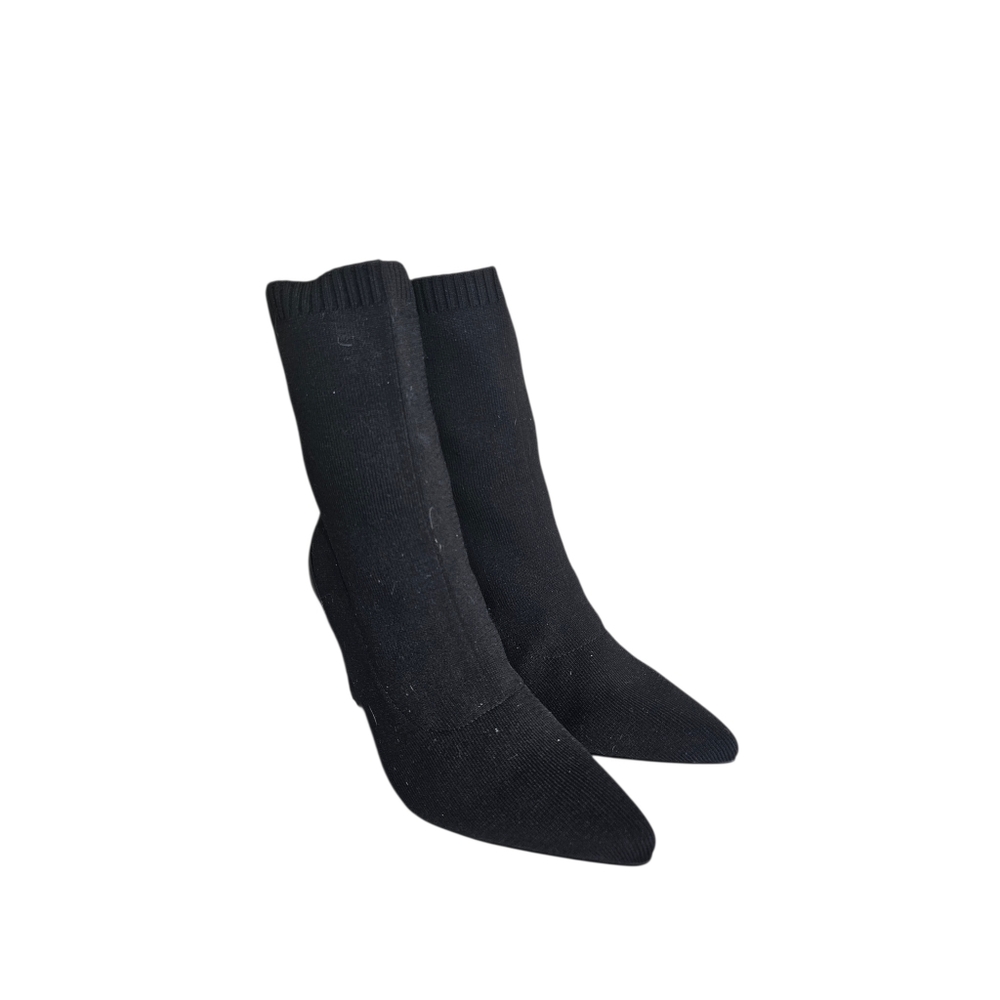 Fashion Nova Fabric Sock Ankle Booties Metallic Heels 9